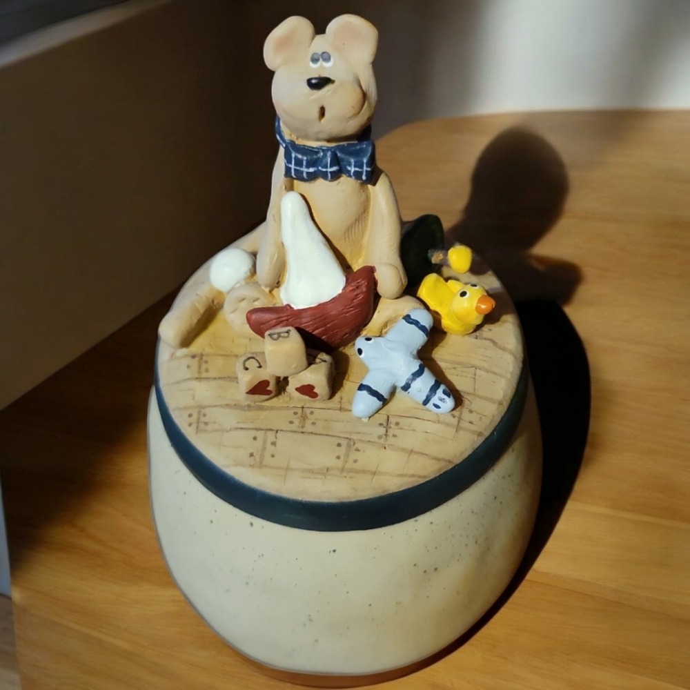 Vtg Lidded Candle Boy Dog Baseball Blocks Duck Sailboat Bird NWOT